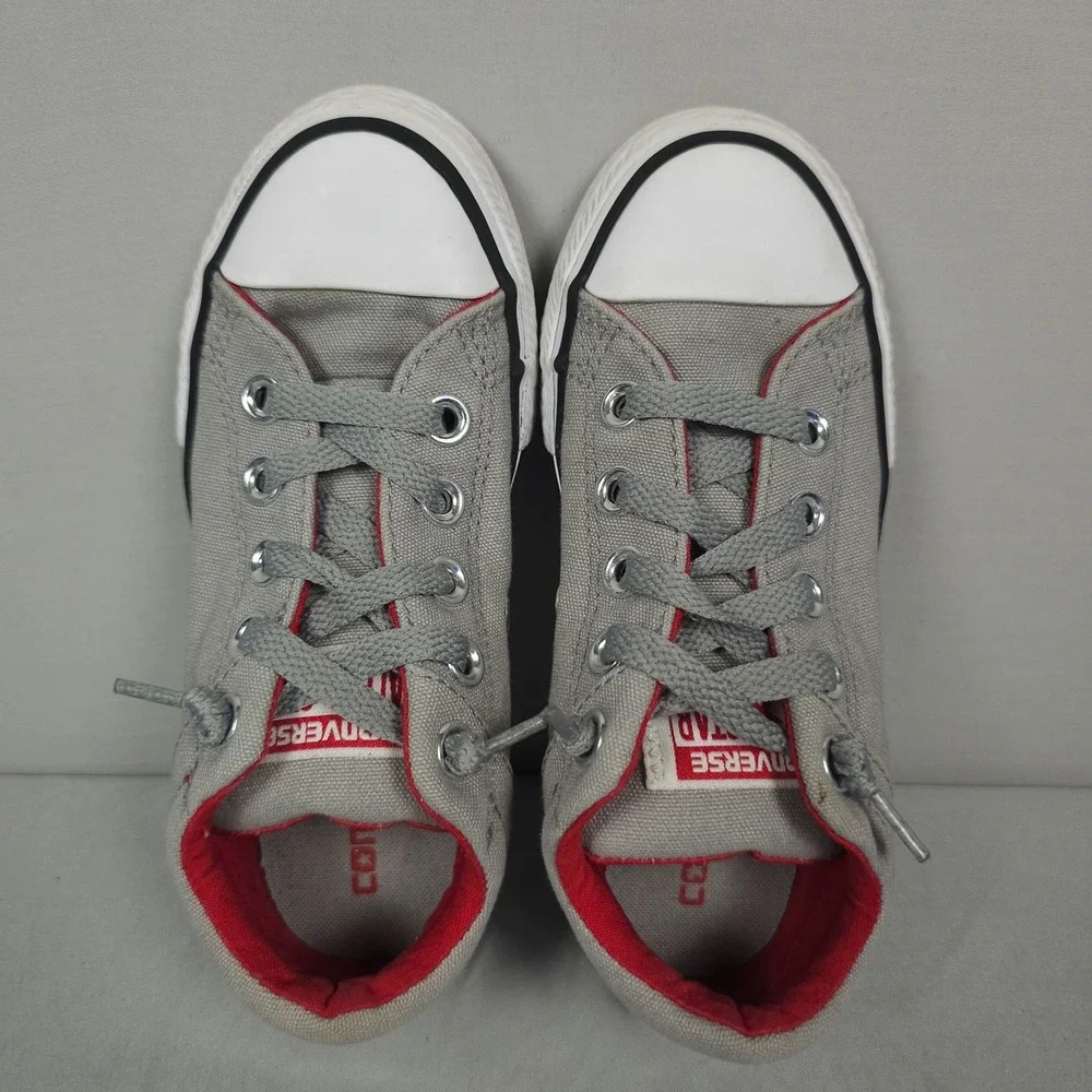 Converse Chuck Taylor All Star Low Shoes Junior Boy Size 12 Gray Red Canvas